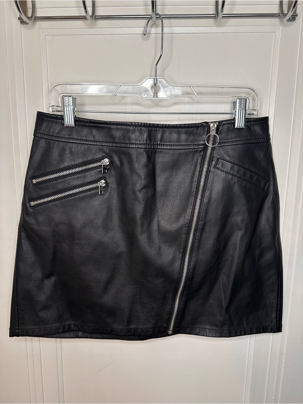 Express Black Faux Leather Zip-Trim Mini Skirt